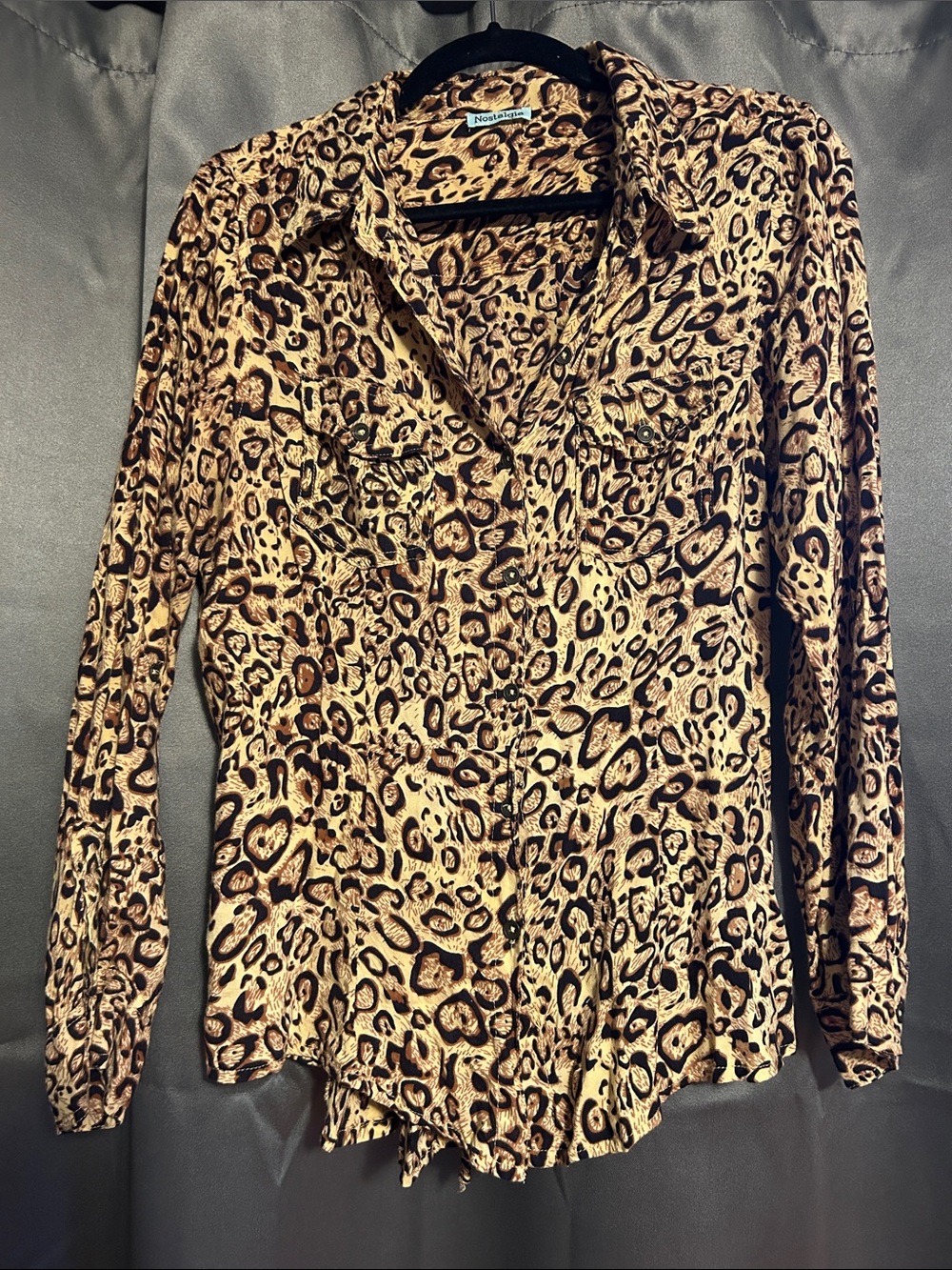 Nostalgia Leopard Print Button-Down Shirt - Brown/Tan